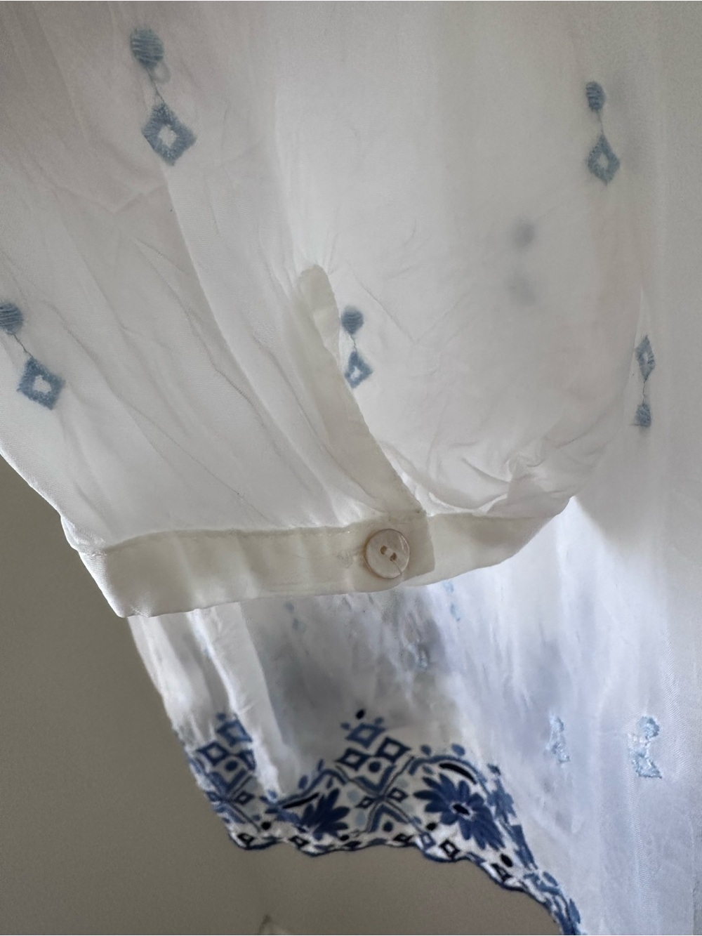 J. Jill White Peasant Tunic with Blue Floral Embroidery - Picture 9 of 9